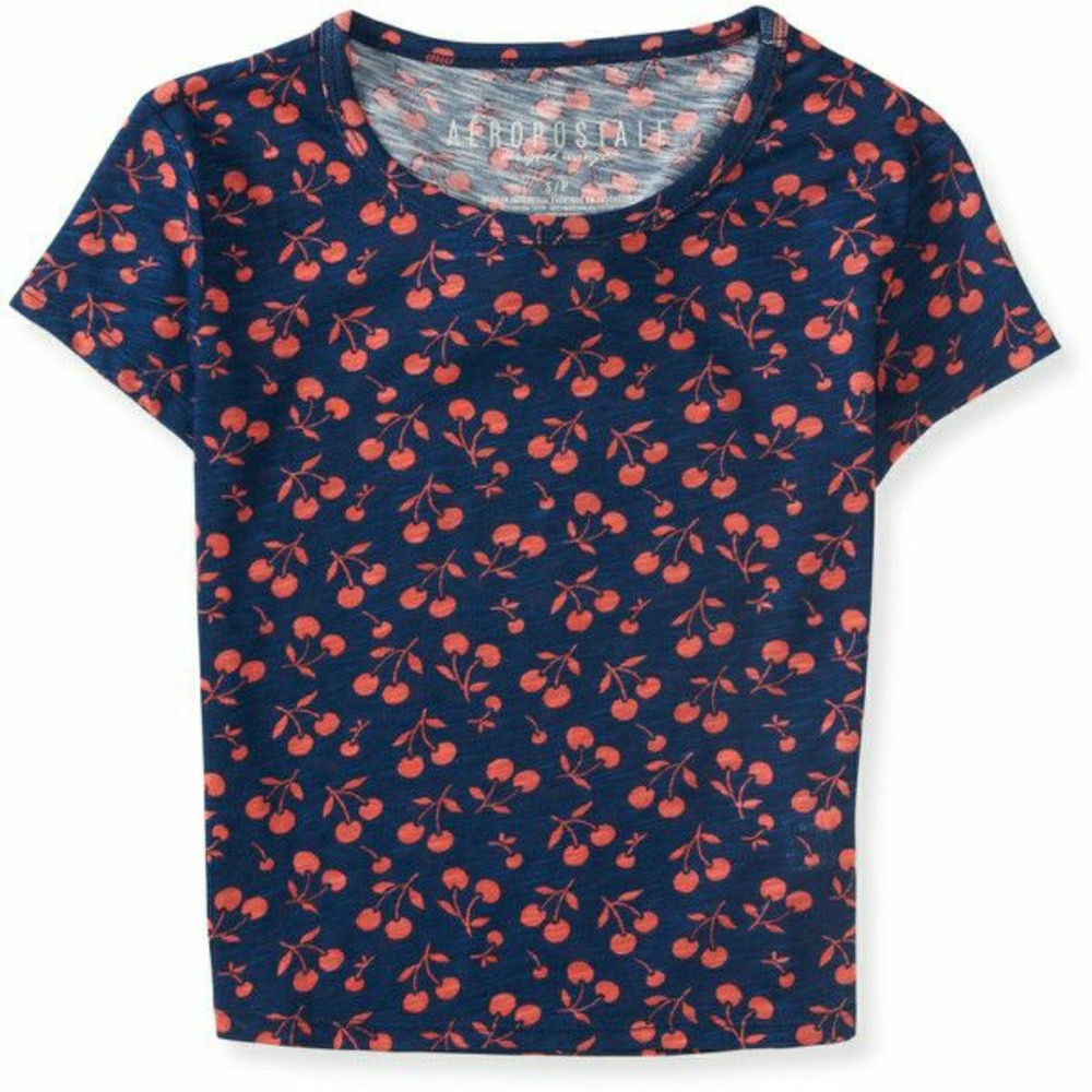 🍒 Aeropostale Cherry Crop Tee - Size S